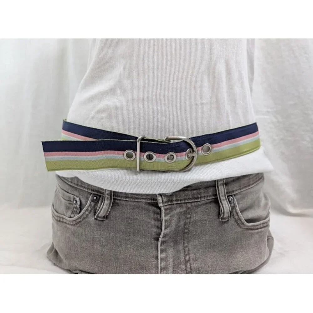 American Eagle Y2K ribbon belt, women's size medium, blue, green, pink 38